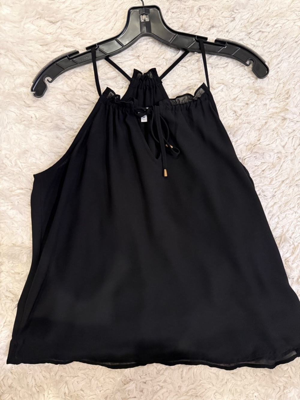 Naked Zebra Black Halter Tie-Neck Camisole